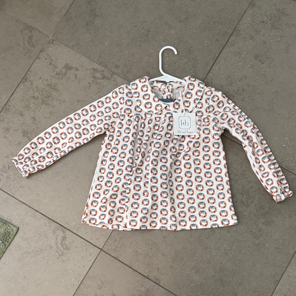 Lion Print Long Sleeve Blouse - Cream and Orange